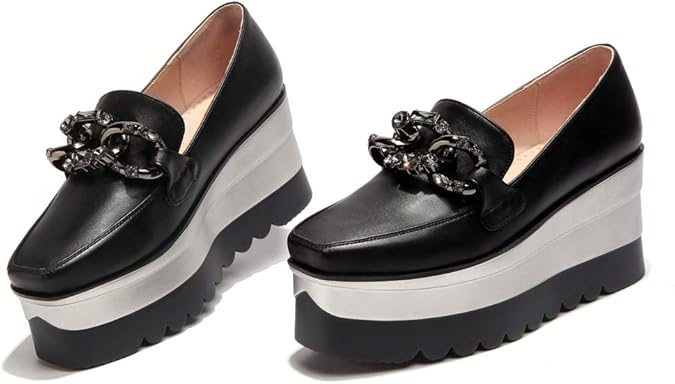 women's slip on summer loafers platform flat wedge casual shoes