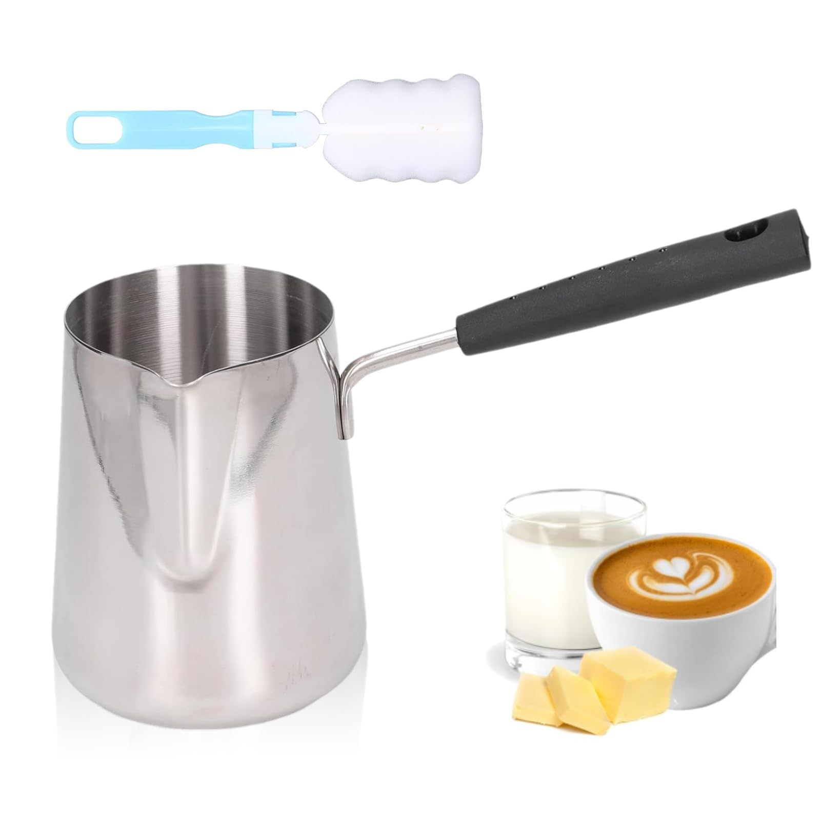 Butter Milk Warmer, Turkish Coffee Pot Butter Warmer Melting Pot for Coffee, Milk, Butter, Chocolate, 600ml