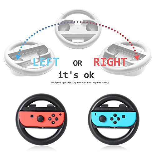 Lammcou Steering Wheel Grips for Nintendo Switch Console Racing Wheel Joy-con Grips Handle Set by for Nintendo Switch Controller Games-Black - Thumbnail 3