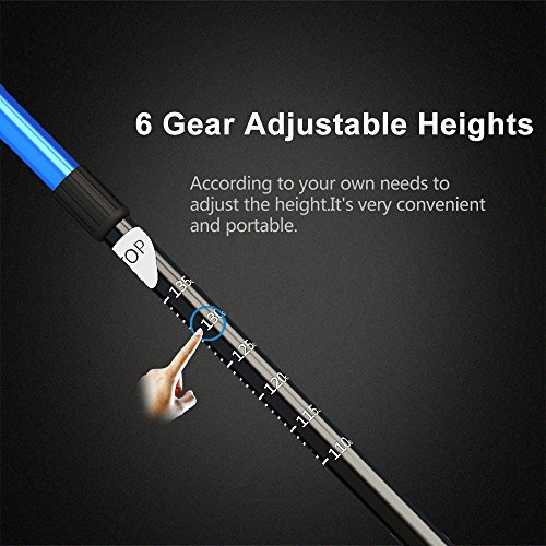 pys Trekking Telescopic Walking Poles - Adjustable Aluminium Lightweight Section Trekking Alpenstock, Ultralight & Comfortable with Shock-Absorbent, Quick Lock, 1 Pair (Blue, Royal Blue)