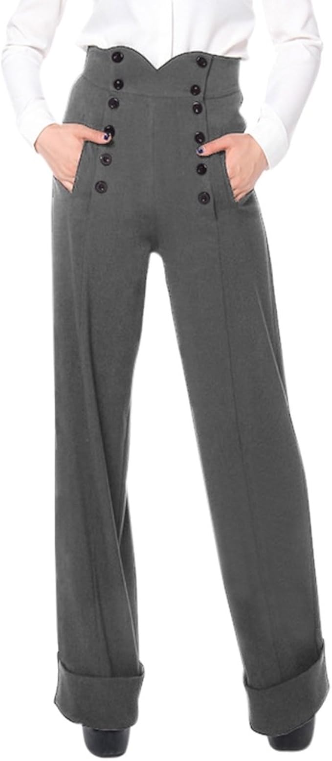 high waisted double button pants