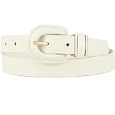 Earnda Skinny Belt for Women Dress Leather Covered Buckle Thin Waist Belts | 0.9 in Wide, Adjustable for waist 26"-36", for Fashion Casual Daily Outfits with Jeans Pants Dresses