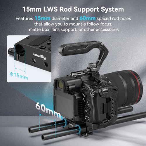SMALLRIG Camera Base Plate with 15mm LWS Rod Rail Clamp, Baseplate for Sony A6500 A6600 A6300, for Canon R5 R6, for Sony A7SIII / A7III, Both for Cameras & Cages
