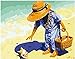 Dorara DIY Oil Painting Paint By Number Hand Paintworks 16×20 Inches Girl Picking Up Seashell On the Beach