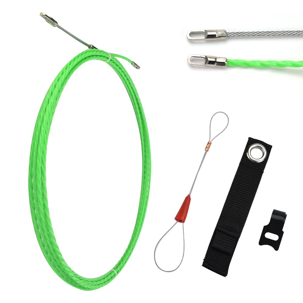 YAANBUNB 6m Fish Tape Wire Puller Electrical Wire Threade Nylon Fish Tape Cable Puller Cable Rods Kit Through Wall Cables Running Rods Cables Fishing Tool with Metal Lock Wire for Insulation Pipe