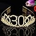 Frcolor 30th Birthday Tiara Crystal Rhinestone Women Crown with Combs (Gold)