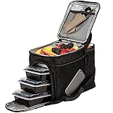 EDC Meal Prep Bag by Evolutionize - Full Meal Management System includes Portion Control Meal Prep Containers + Ice Pack (3 Meal, Black/Black) - Patent Pending ()