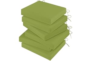 LOVTEX Outdoor Chair Cushions Set of 6, Outdoor Patio Chair Cushions with Ties,Waterproof Chair Cushions for Outdoor Furniture, 18.5 x 16 x 3 inch, Grass Green