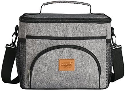 Tsonmall Insulated Lunch Cooler Tote Bag 24 Cans Large Soft-Sided Outdoor Picnic Bag Grey