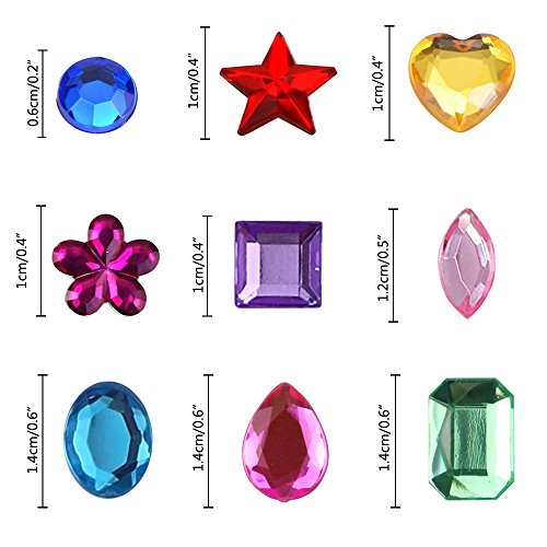 JPSOR 544pcs 8 Sheets Self-Adhesive Rhinestone Sticker Bling Craft Jewels Crystal Gem Stickers, Assorted Size