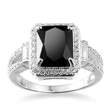 Nongkhai shop Women Fashion Jewelry 925 Sterling Silver Black Onyx Wedding Engagement Ring (8)