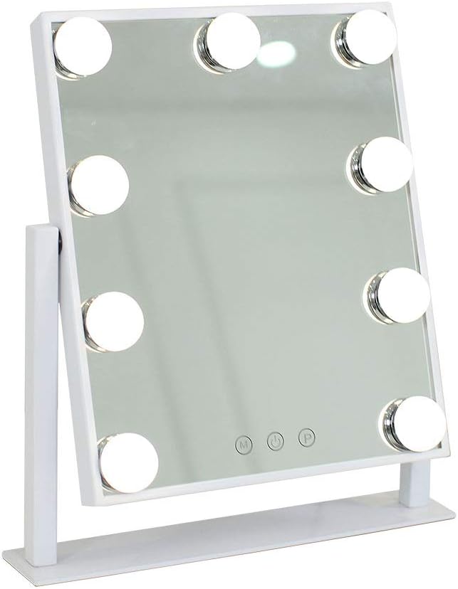 At Home Comforts Light Up Hollywood Mirror With Dimmable Led Globe Lights For Makeup Vanity Table 9 Bulb Portrait White Amazon Co Uk Kitchen Home