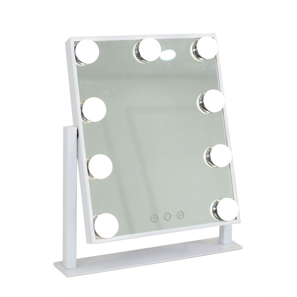 Hollywood Makeup Mirror Vanity with 9 LED Bulbs, Tiltable Table Top Design, Touch Screen Display With 3 Colour Modes, White