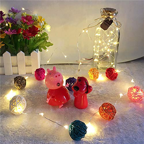 LetsFunny LED String Lights 6.6 ft 20 LEDs Waterproof Christmas Light Wedding Party Home Garden Bedroom Outdoor Indoor Wall Decorations Battery Powerd Warm White (20 led)