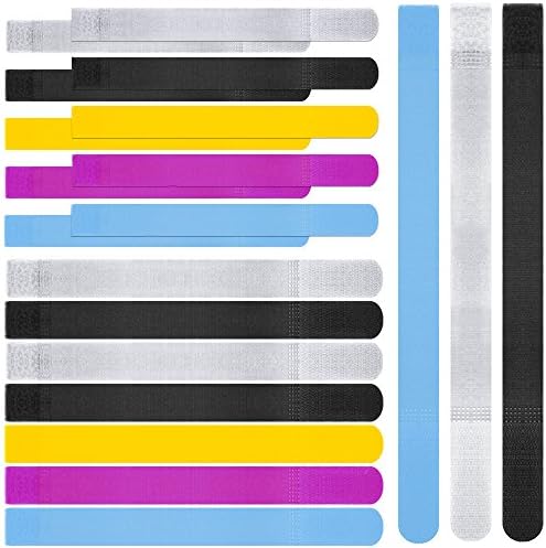 20pcs Reusable Colorful Cable Ties, maxin Cord Fastening Wraps Straps, Hook &amp; Loop, Special Design Wire Organizer Management for Tablet PC TV