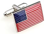 American Flag Cufflinks Flag of USA Cuff-links with Velvet Gift Box