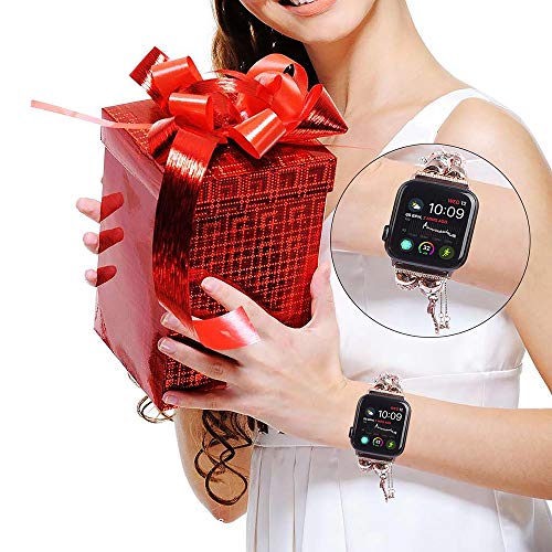 Koudhug Compatible For 38mm 40mm Apple Watch Bands 42mm 44mm Se Series 6 5 4 3 2 1 Switchable 2 In 1 Diy Charm Bracelet Iwatch Replacement Band With Beaded For Women Girls Rose Gold 42mm 44mm Pricepulse