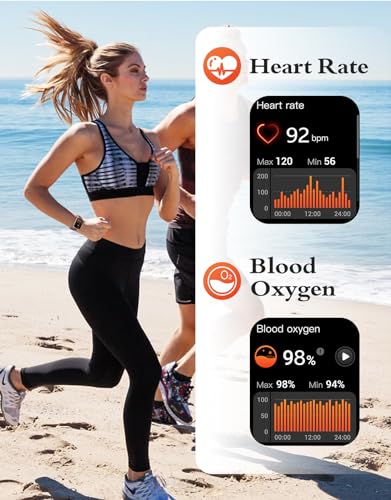 RUIMEN Smartwatch with Calls, Smart Watch Receive Call and Voice Assistant, Smartwatch Woman Man with Pedometer Blood Oxygen Waterproof IP68 100+ Sports Modes