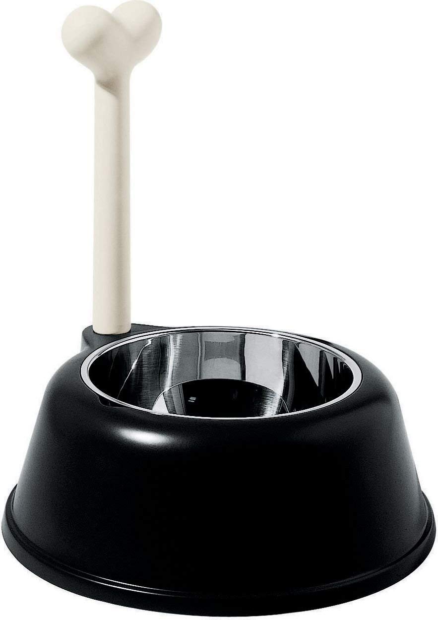 Alessi | Lupita AMMI02 B - Design Dog Food Bowl in Thermoplastic Resin and 18/10 Stainless Steel, Black