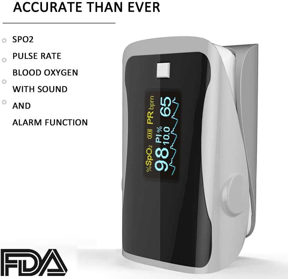 Pulse Oximeter - PRCMISEMED Pro Series F9 Fingertip Saturation Monitor with Lanyard，Automatic Shutdown and Fast Reading Fit for Family Health Care (Gray)