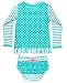 RuffleButts Aqua Striped Polka Long Sleeve Rash Guard Bikini - 2T