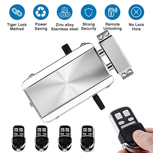 Electronic Deadbolt Door Lock, Smart Wireless Anti-Theft Home Security Keyless Deadbolt Access Control System with 4 Remote Control