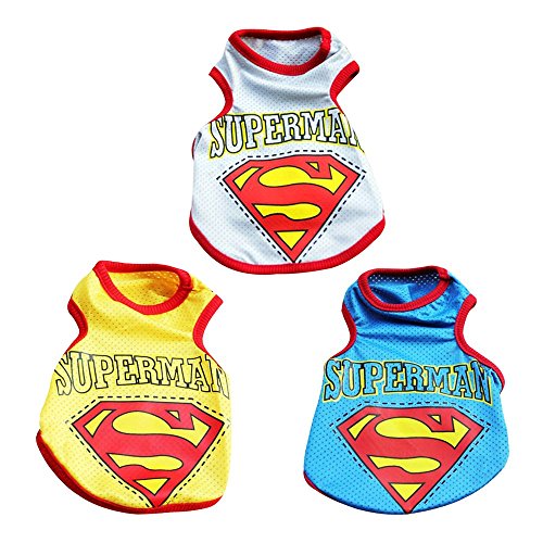Baiyu Dog Pet Puppy Vest Summer Mesh Superman Shirt Costumes Suit Dress Clothes Outfit Apparel Breathable Coat Blue - Size M - Thumbnail 5