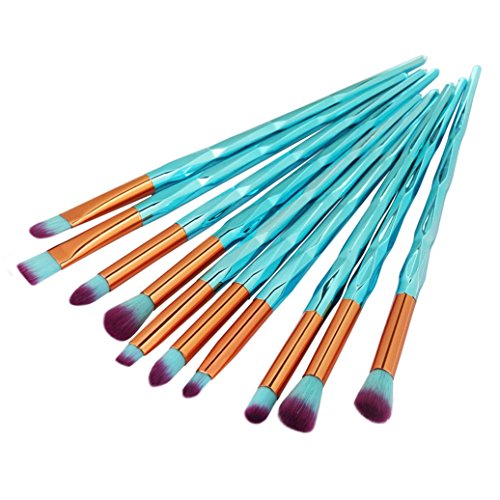 image for Goddessvan 10Pc Mermaid Makeup Brush Set Professional Face Eye Shadow 