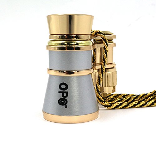 Opera Glasses Compact Binoculars for Theater Horse Racing Classical Lady Gift 3X25 Silver with Gold Chain