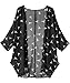 WEIYAN Women's Summer Tops Loose Chiffon Kimono Cardigan Blouse Black White S