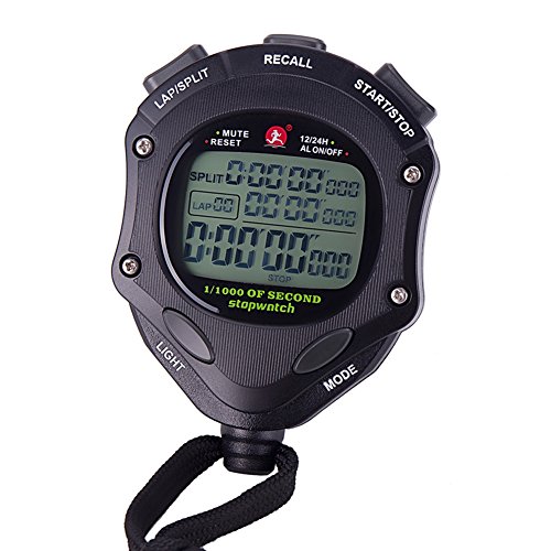 Backlight 1/1000 Seconds Accuracy Procoach Sports Stopwatch Alarm Clock with Double Separate Memory Timer