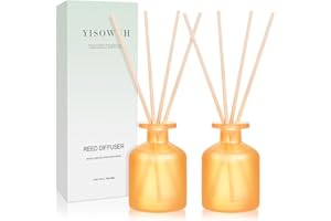 YISOWUH Reed Diffuser - Citrus 3.38oz (100ml) 2 Pack Essential Oil Reed Diffuser Set with 8 Sticks, Long Lasting Fragrance for Home, Bathroom, Bedroom, Room, Decor, Gifts