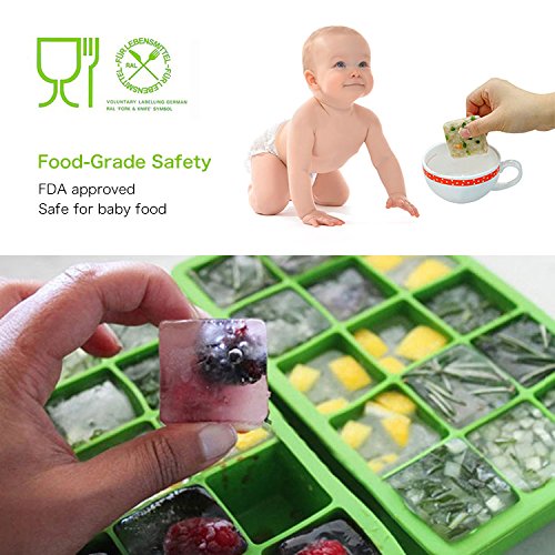 Lot de 2 bacs à glaçons en silicone approuvé par la FDA, 15 glaçons par plateau, idéal pour le whisky, les cocktails et toutes les boissons – Vert