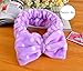 Cute Bowknot Headband Hairlace VANORIG Double-deck Soft Coral Fleece Headband Bowknot ,Pack of 1 (Purple White Dots)