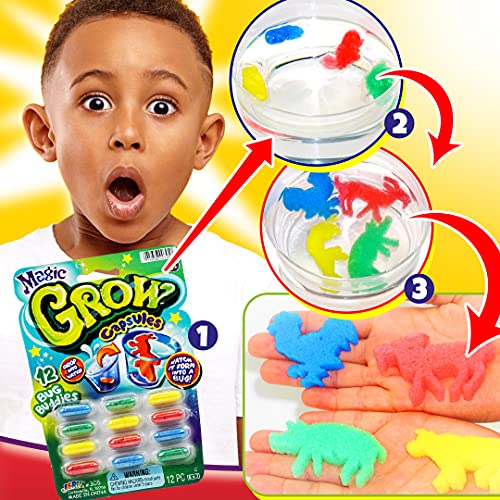 Magic Grow Capsules by JA-RU. (12 Capsules / Assorted Style) Best Growing Animals Assorted Style Capsules Bath Toys for Kids. 305-1H