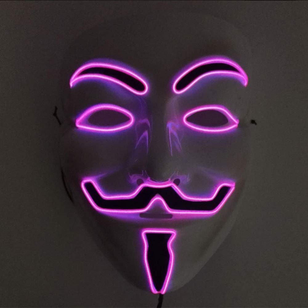 Halloween Mask, JunYee LED Anonymous Hacker Face Mask for Costume