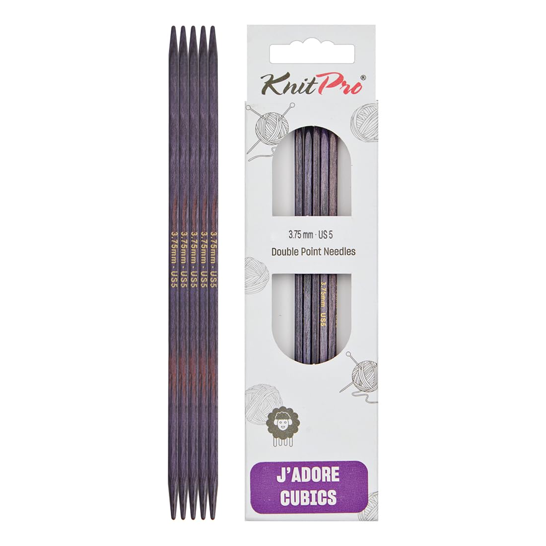 KnitPro J’Adore Cubics Double Pointed Needles 6" (15cm) | 3.75mm