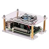CJRSLRB Newest Transparent Acrylic Case with Cooling System External Fan for Better Heat Dissipating + Screw Driver Tool for RPi RasPi Raspberry Pi 3 Model B, 2 Model B & Model B+ (B Plus) - Clear