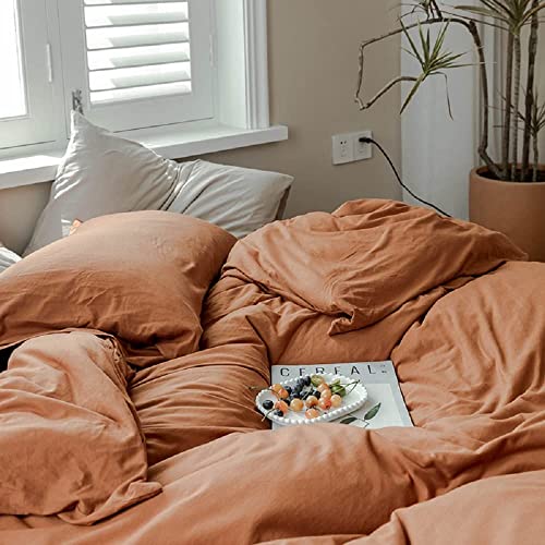 Caramel Pumpkin Duvet Cover Queen Jersey Knit Cotton Duvet Cover Terracotta Bedding Set Rust