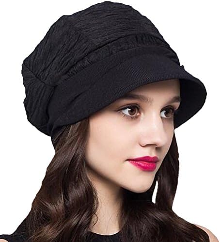 Maitose Women's Cotton Peaked Cap Beret Black