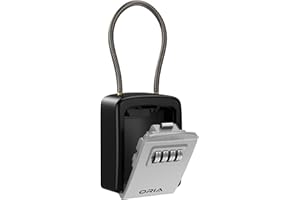 ORIA Key Lock Box, 4 Digit Combination Lock Box Key Safe Box, 5 Keys Capacity with Removable Chain for Indoor Outdoor Use