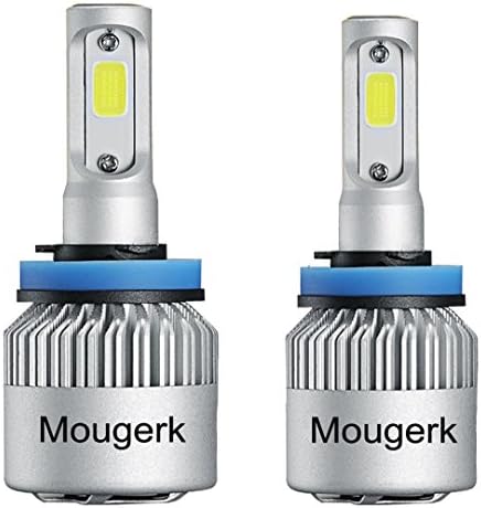 Mougerk H11/H9/H8 LED Headlight Bulbs, 6000K Cool White 60W 7600 Lumens LED Headlights Conversion Kit, Adjustable Beam (Pack of 2)