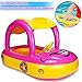 Baby Swim Float with Canopy, Car Shaped Inflatable Swimming Ring Boat with Sunshade for Boys Girls Toddler Infant Float for Pool Floating Cute Boat Summer Outdoor Play (Fit 3-36 Months, Maximum 44lb)