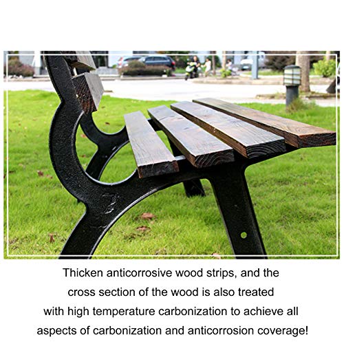 household products Massivholz-Gartenbank mit Rückenlehne, Parkbank aus Holz im Freien, Gusseisen-Stativ Rostfreie… – Bild 5