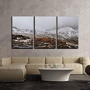 3 Piece Canvas Wall Art - Mountain Landscape - Modern Home Art Stretched and Framed Ready to Hang - 16"x24"x3 Panels