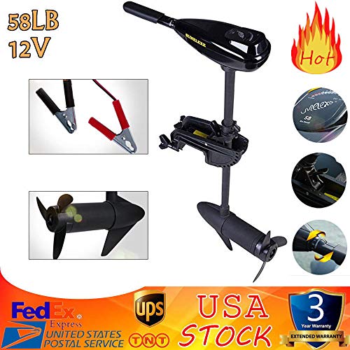 NOPTEG New 58LB Inflatable Boat Electric Trolling Motor Fishing Marine Outboard Engine(L-58LBS)