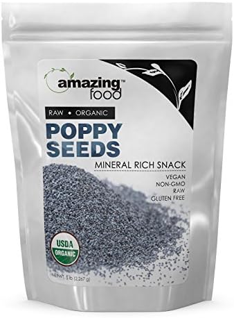 Amazing Food Poppy Seeds - Mineral Rich Snack Vegan NON-GMO Raw Gluten Free 5 Lbs
