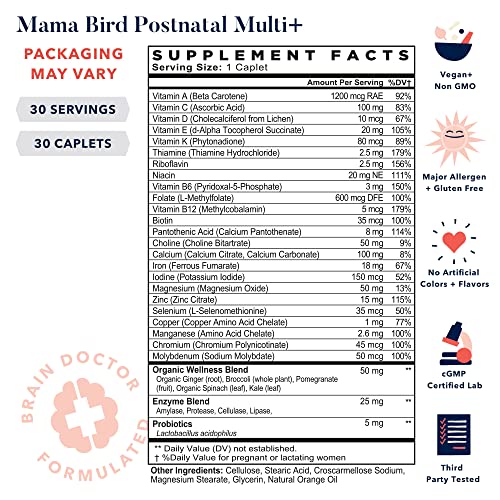Mama Bird Postnatal Vitamins for Breastfeeding and Postpartum, Whole