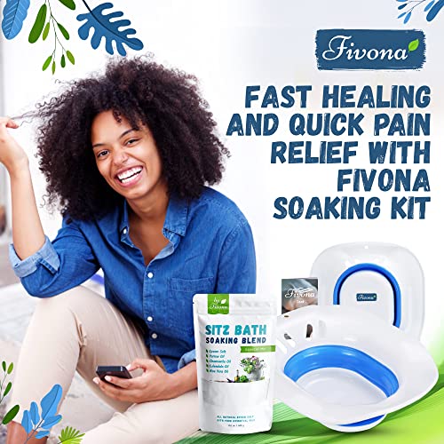 Fivona 2in1 Sitz Bath Soak Kit Over The Toilet Seat with Epsom Salt