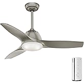 Casablanca 44 inch Indoor Ceiling Fan with LED Light and Remote Control - Standard Mount Ceiling Fan, 3 Blades, For Bedroom, 